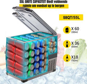 Koelbox XL - 55L - 60 Blikjes - Koeltas - Elektrisch - Oplaadbaar - Vriescombinatie - 220V - Camping, Auto, Caravan
