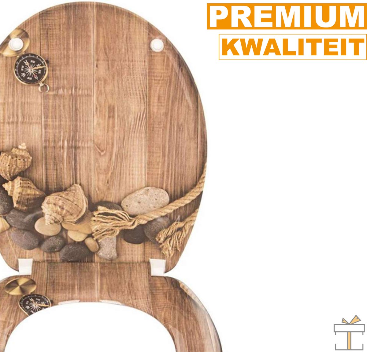 Happyment Toiletbril Antibacteriële - Met Softclose - Universeel - Toiletbrillen met boot print - WC Bril - Toiletzitting