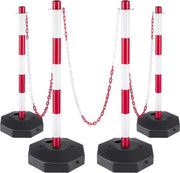 Kunststof palen - 4 Stuks - Wit - Met 9,8m Ketting en 8 S-Haken