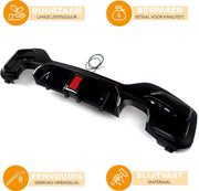 Diffuser LEDline - Achterlip Diffuser Spoiler - Voor BMW 1 Serie F20/F21 M135i/M140i (2015-2018) - Met Remlicht - Glanzend Zwart - Auto accessoires