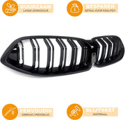 Voorbumper grille Vortex - Gloss Zwart - Met Camera - Auto accessoires - Voor BMW 8 Serie G14/G15/G16 (2020-2022)