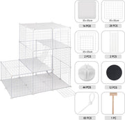 Happyment Knaagdierenren Diva - Ren hoog - Verstelbaar - Voor binnen - Kattenren - Dierenren - Puppyren - Kleine dieren - Kittens - Wit - 75x110x110cm