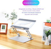 Laptopstandaard Vaylen - Ergonomisch - Verstelbaar en opvouwbaar - Notebook- en Tablet Houder voor MacBook en iPad
