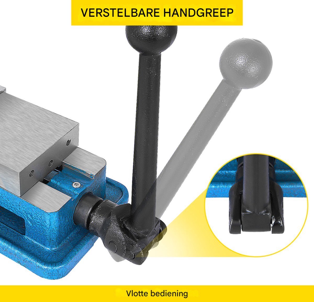 Bankschroef PRO - Bekbreedte 80 mm - Staal - Hoge Precisie - Blauw