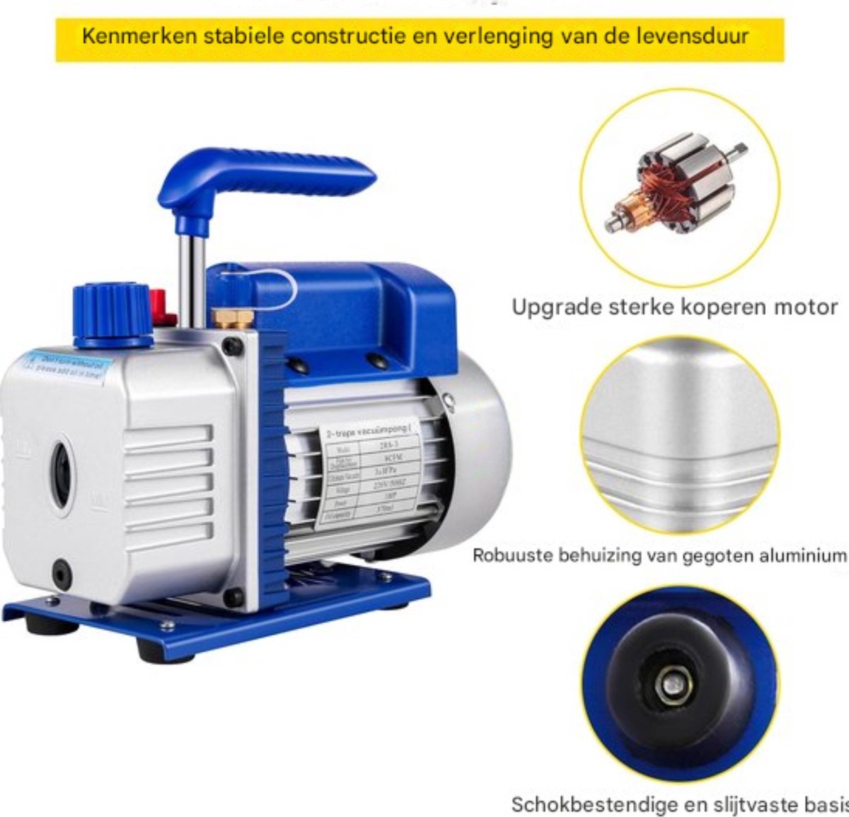 Vacuümpomp PRO - Koeling Reparatie - Koelmiddel Herstel Machine - 3/4HP - Airconditioning - Terugpompen