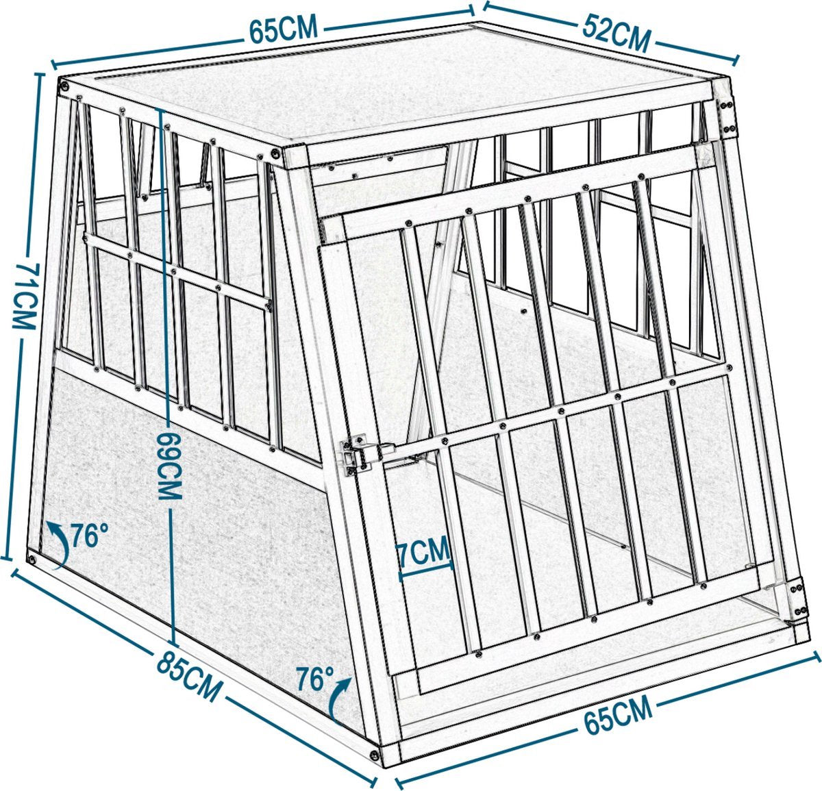 Hondenbench - Auto - Resibench - Vervoersbox - Dierenbench - Grijs