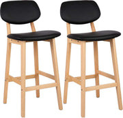 Barkrukken - Set van 2 - Houten Frame - Zwart - Ergonomisch - Met Rugleuning - Zithoogte 65 cm