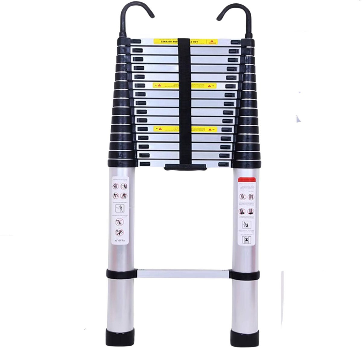 Uitschuifbare Telescopische Ladder - 6,2m - Afneembare Haken en Uitschuifbare Treden - Opvouwbare Zolderladder met Antislipvoeten