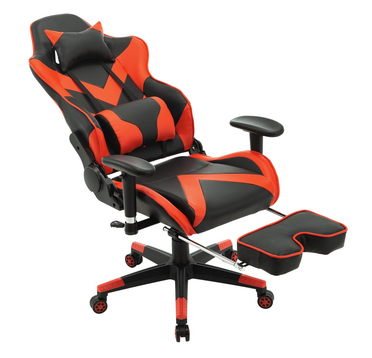 Luxe Gaming stoel - Met voetsteun - Rood - Gamestoel - Chair - Ergonomische bureaustoel - Verstelbaar - Chair - Kunstleer