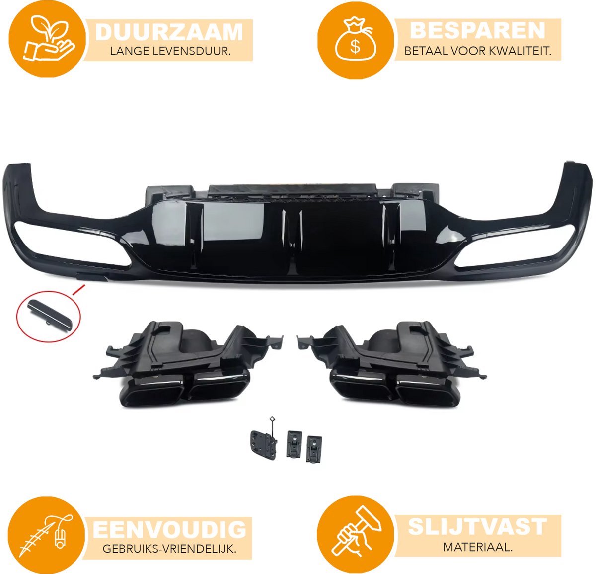Diffuser Vireo - Achterbumper - Voor Mercedes W213 E-Klasse (2016-2020) - AMG E63 Stijl - Carbon Look - Auto Accessoires