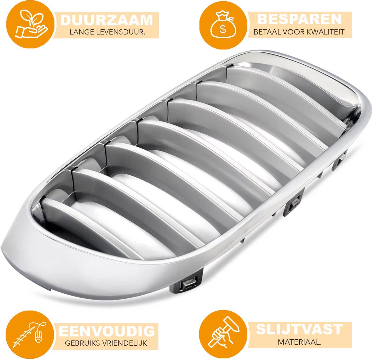 Niergrille Ignaro - Voorbumper Niergrille - Linkerkant - Voor BMW F25 X3/X4 F26 (2014-2017) - Chroom - Auto accessoires