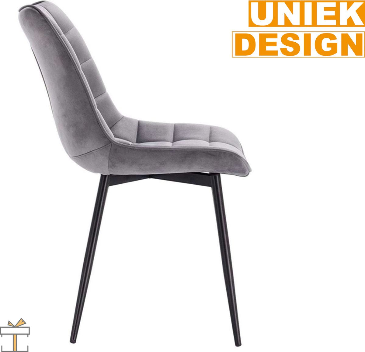 Happyment Luxe Eetkamerstoelen - Velvet Lichtgrijs - Woonkamerstoelen - Keukenstoelen - Kuipstoel - Set van 2, 4 of 6