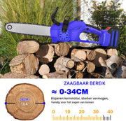 Draadloze Elektrische Kettingzaag Zyren - 12-Inch - Borstelloze Mini Kettingzaag met Batterij en Gereedschapskist - Handheld voor Hout Snijden en Tuinboom