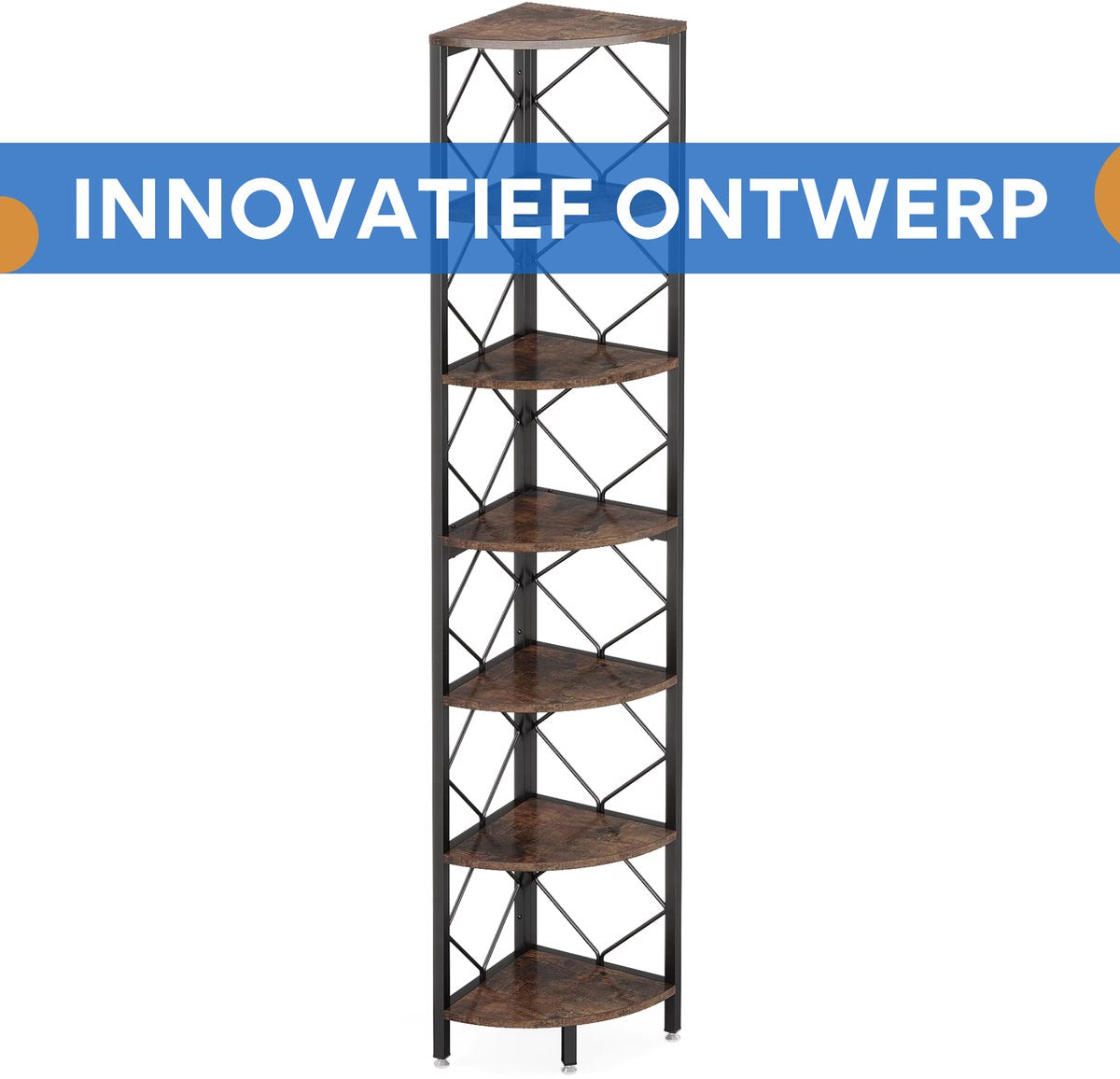 Hoekkast Valido - Boekenkast - 7 lagen - Hoekboekenplank - Hoekkast -200cm - Opbergrek - Hoekmeubel