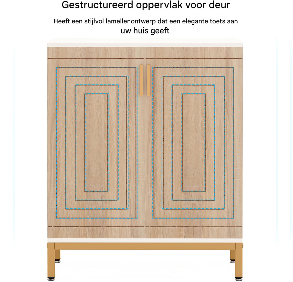 Schoenenkast deluxe - Met deuren - Khaki - 20 paar - Schoenenrek - 80m - 6 laags - Opbergkast