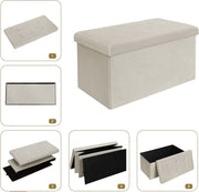Moderne Opbergbank Meri - Met opbergruimte - Zitbank Poef - Voetenbank - Opbergbox hocker - Zitkist met deskel - Creme - Velvet - 76x38x38 cm