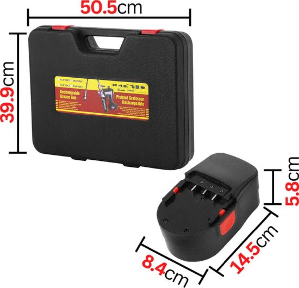 Pneumatische Vetspuit PRO - 2 Accu’s - Inclusief Koffer - Oplaadstation - Complete Set - Zwart