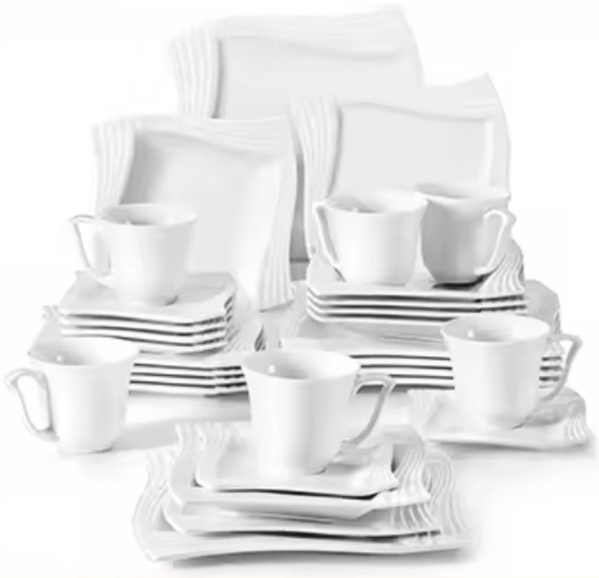 Noble Serviesset – 6 persoons – 30 delig – Wit Keramisch – Dinerborden – Kleine Borden