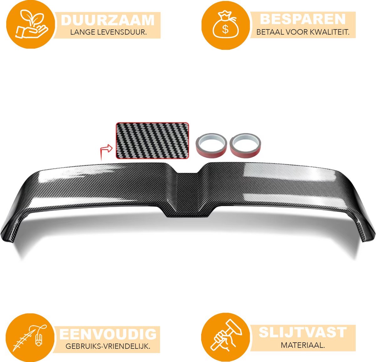 Spoiler Golf Brutax - Achterbumper Spoiler - Voor VW Golf 7 MK7/MK7.5 (2015-2017) - Oettinger Stijl - Carbon Kleur