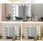 Make-upspiegel met Verlichting - Verlichte piegel - Mirror - Verlichte Spiegel met 14 Dimbare LED-lampen - voor Kleedkamer & Slaapkamer