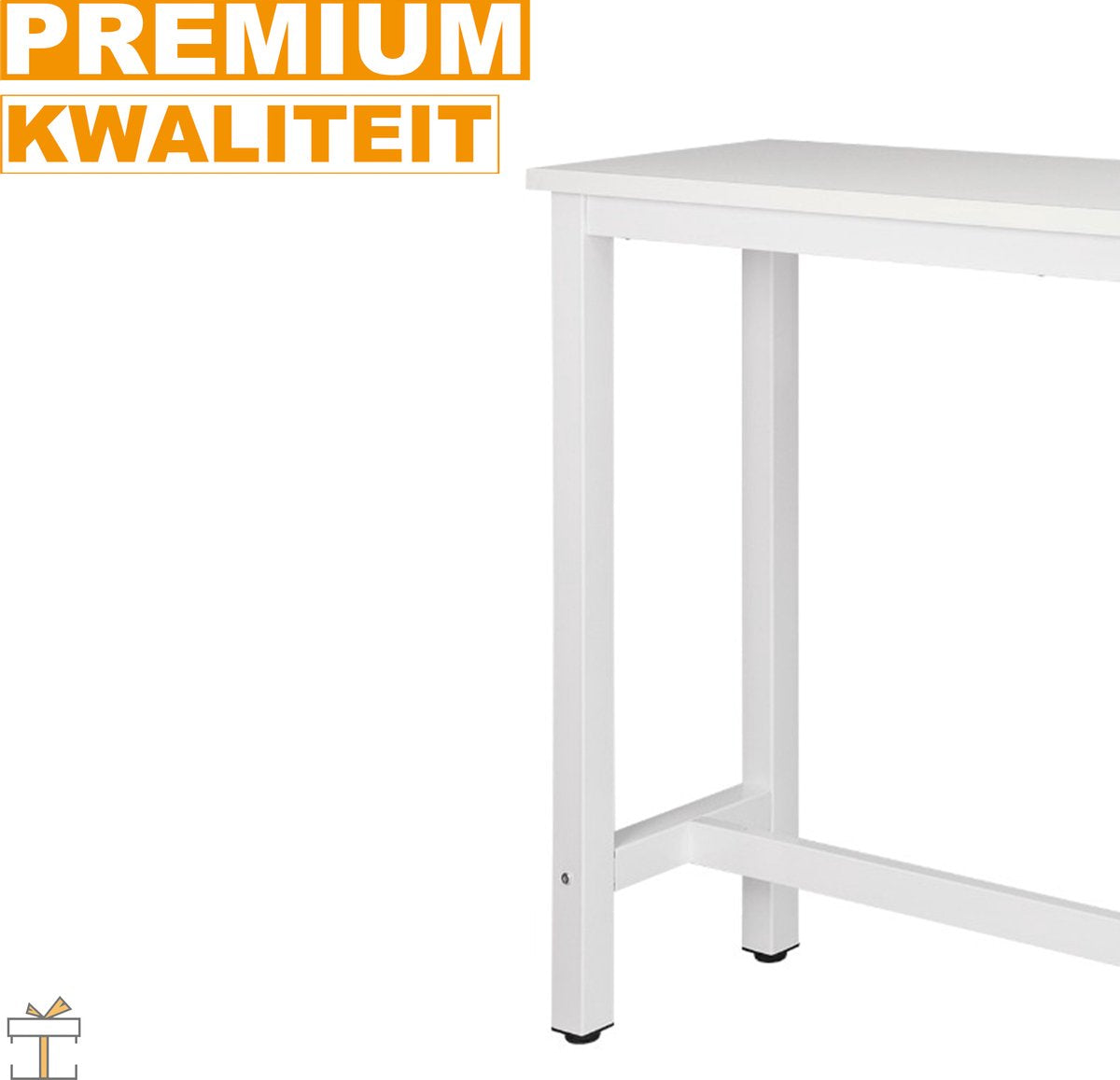 Happyment Bartafel deluxe - Bartafel voor Binnen - Rechthoekig - Metaal - Wit - 140x40x100cm