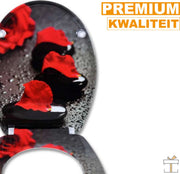 Toiletbril Antibacteriële - Met Softclose - Universeel - Toiletbrillen met Black red print - WC Bril - Toiletzitting