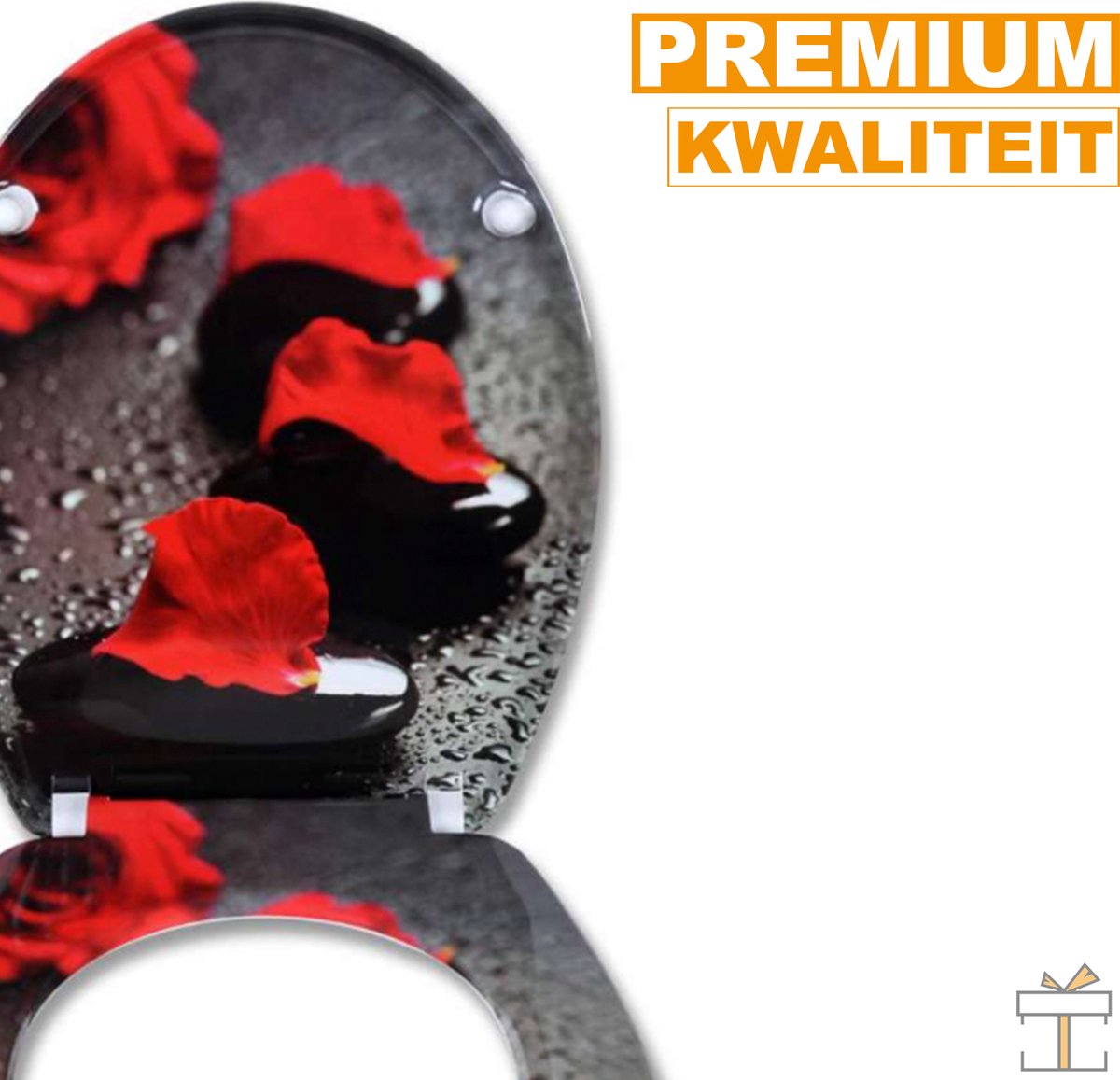 Toiletbril Antibacteriële - Met Softclose - Universeel - Toiletbrillen met Black red print - WC Bril - Toiletzitting