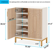 Schoenenkast deluxe - Met deuren - Khaki - 20 paar - Schoenenrek - 80m - 6 laags - Opbergkast