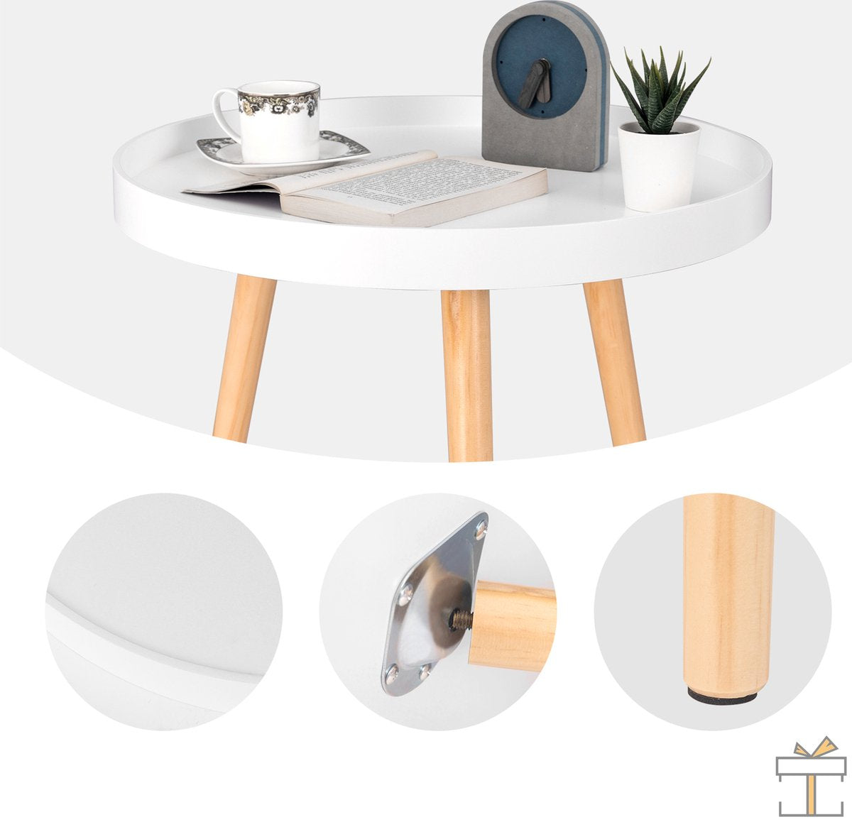 Happyment Bijzettafel modern - Rond - Salontafel - Koffietafel - 50x44cm