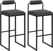 Barkruk Nitto Industrial - Donkergrijs - Barkrukken set van 2 - Barstoel Kruk - Barstoelen met rugleuning - Keukenstoel - Velvet