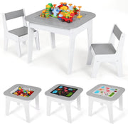 Kindertafel - Speeltafel- Voor Kinderen & Kleuterschool - Kindertafel en stoeltjes - 2-in-1 Speeltafel - Met Opbergruimte & Stoelen - Grijs