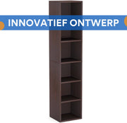 6-Lagen Hoek boekenkast - Boekenplank - Wandplank - Boekenrek - 30x30x180 cm - Voor Thuiskantoor en Kleine Ruimtes - Chocolade