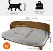 Verhoogde Kattenmand - 84cm - Kattenbed - Houten kattenbench voor Binnen - Lounge Fauteuil voor Katten, Puppies of Kleine Dieren
