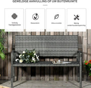 Tuin bank Vaylen - Twee zits bankje - Voor Buiten & Veranda - All-Weather PU-Rieten Design met Stalen Frame - Lichtgewicht en Eenvoudige Montage - Tuinmeubilair - Grijs