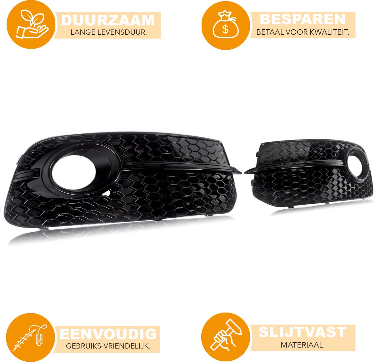 Mistlicht Grille - Voor Audi Q5 (2013-2017) - SQ5 Stijl - Gloss Black