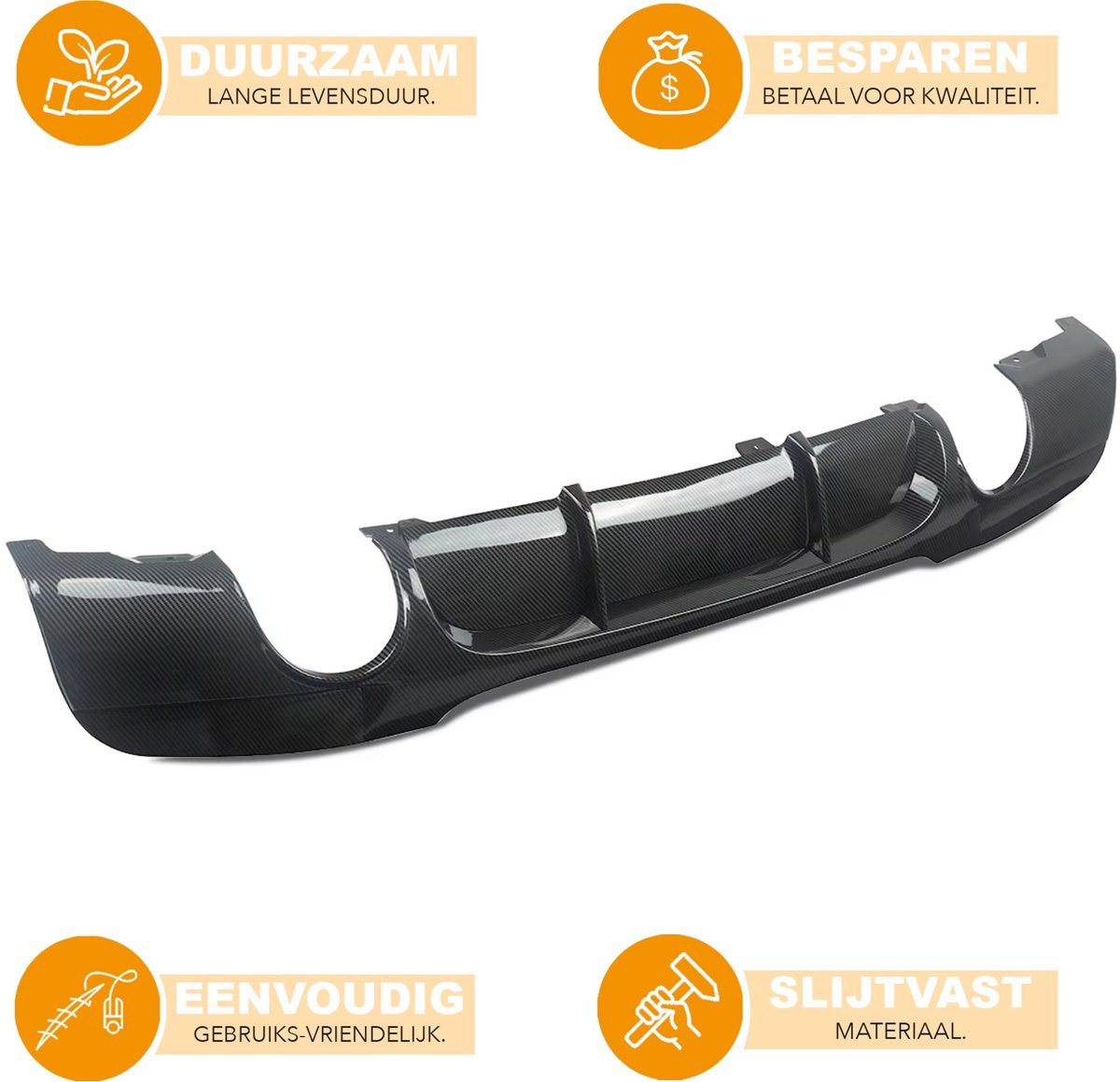 Diffuser Vortexon - Achterbumper Diffuser - Voor BMW E90/E91 328i/335i M Sport - Carbon Kleur - Auto accessoires