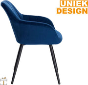 Happyment Luxe Eetkamerstoelen - Velvet Blauw - Fauteuils met armleuning - Woonkamerstoelen - Keukenstoelen - Kuipstoel - Set van 1
