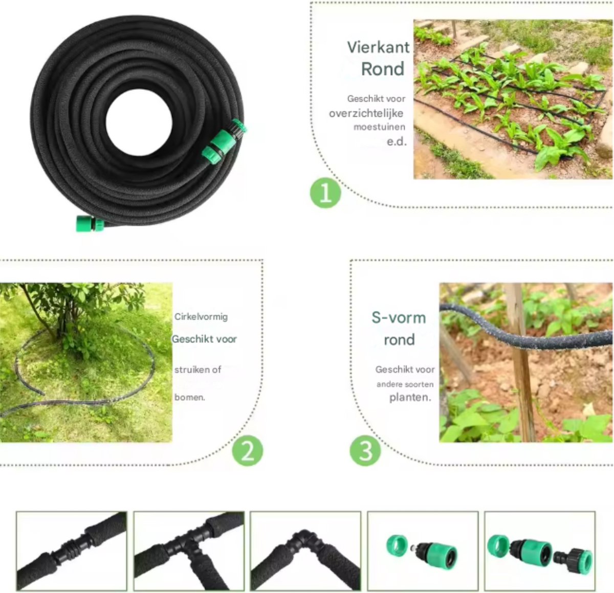 Tuinslang 50m - Waterleiding - Waterverdeler - Rubber - Flexibel - PE Zwart