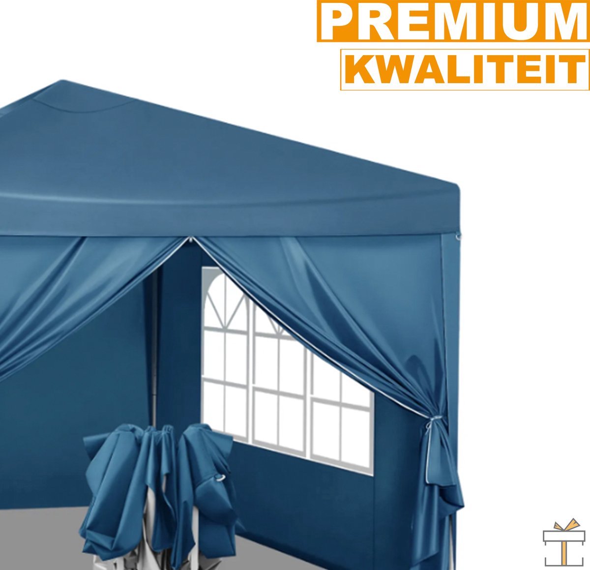 Partytent met Zijwanden - Easy Up Opvouwbaar Paviljoen - Waterdicht en Weerbestendig - Blauw - 3x3m