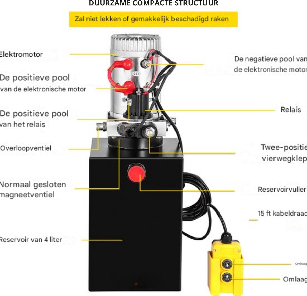 Enkelwerkende Hydraulische pomp - Kipwagen Hydraulische pomp - 59 x 29 x 31 cm - Ideaal Voor Toepassing
