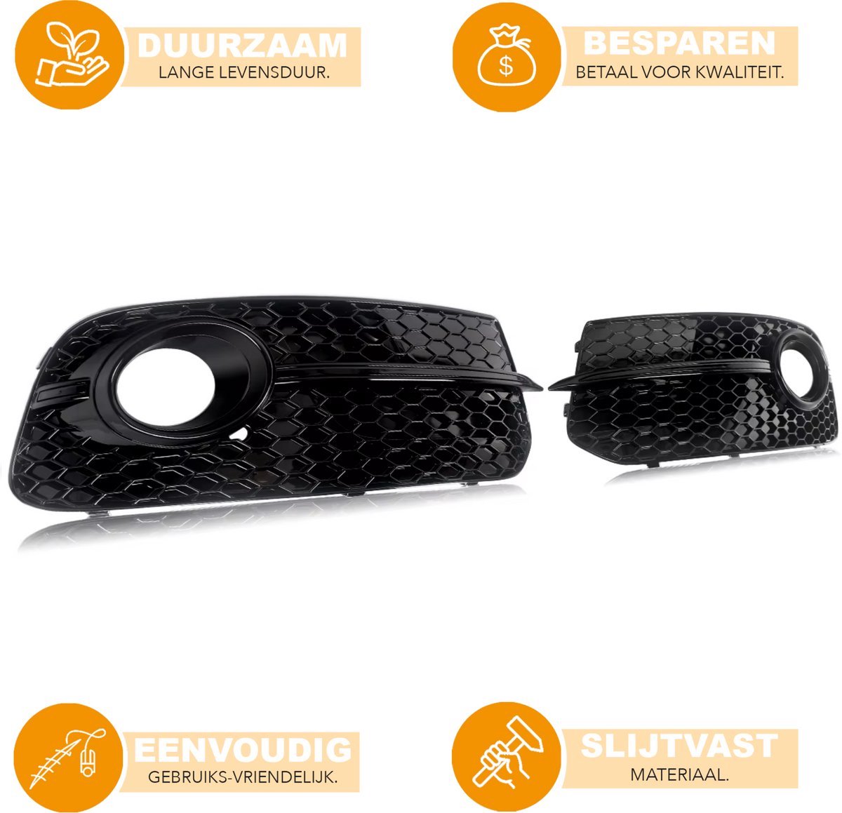 Mistgrille Quella - Mistlicht Grille - Voor Audi Q5 (2013-2017) - SQ5 Stijl - Gloss Black