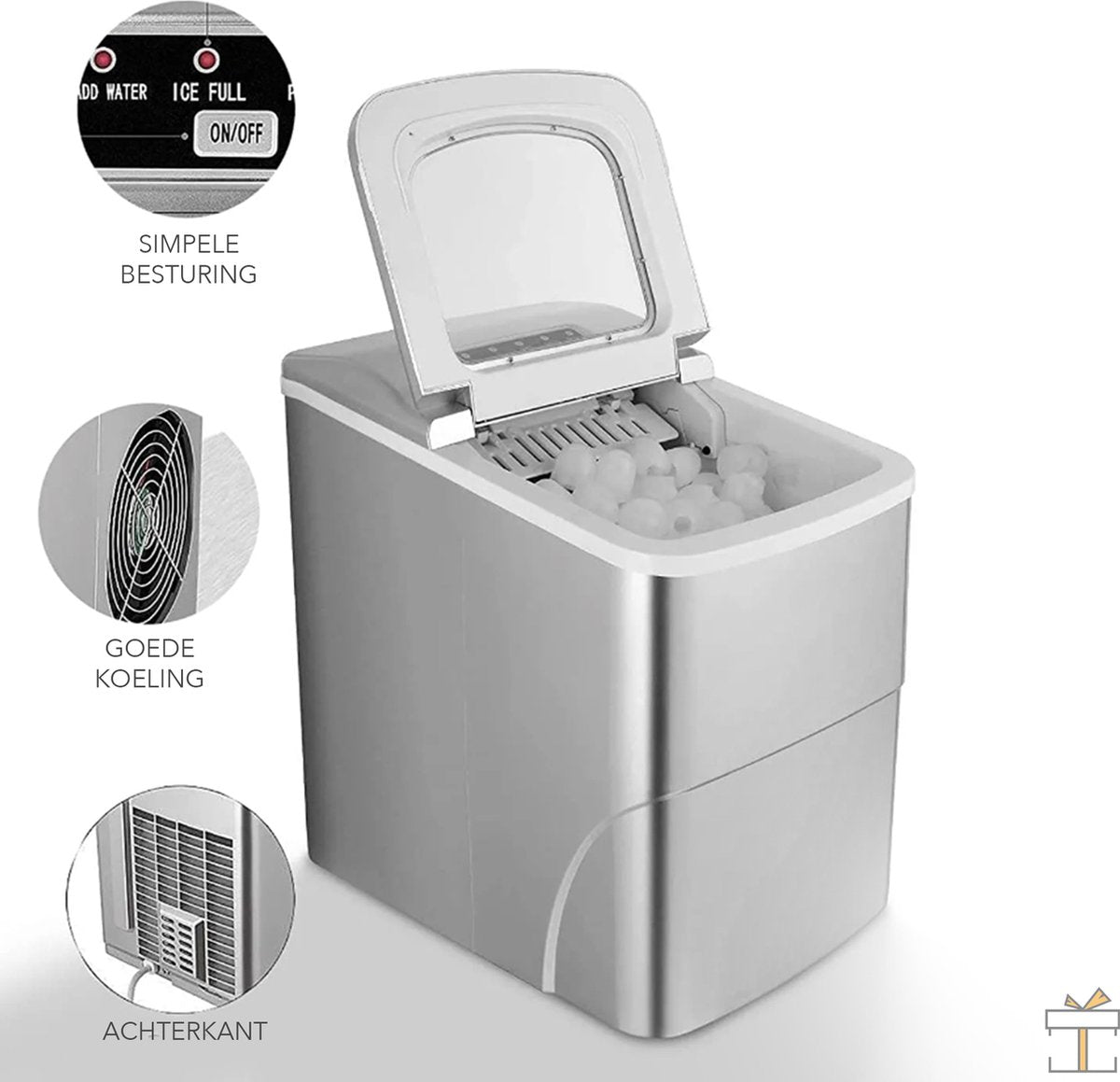 Ijsblokjesmachine PRO - 2L - Ijsmachine - Ijsblokjesmaker 2 maten - 9 ijsblokes in 6 minuten - 12KG/24uur