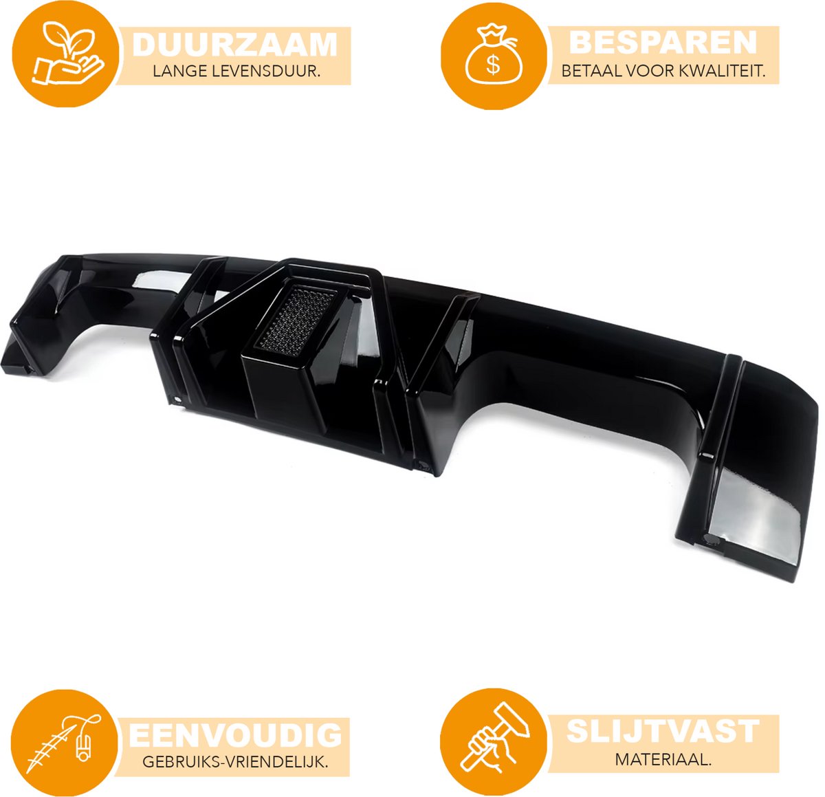 Achterbumper Diffuser - Voor BMW G80 M3/G82 G83 M4 (2021-2023) - Gloss Zwart met LED Licht - Auto accessoires