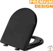 Happyment WC verkleiner - 2 in 1 - Universeel - Zwart - Automatische softclose - Toiletbrillen - WC Bril deksel - Toilettrainer