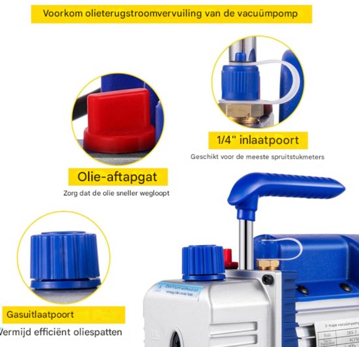 Vacuümpomp PRO - Koelleiding - 1 Hp - Dubbele Trap - Onderhoud - Vacuümpomp 5Pa