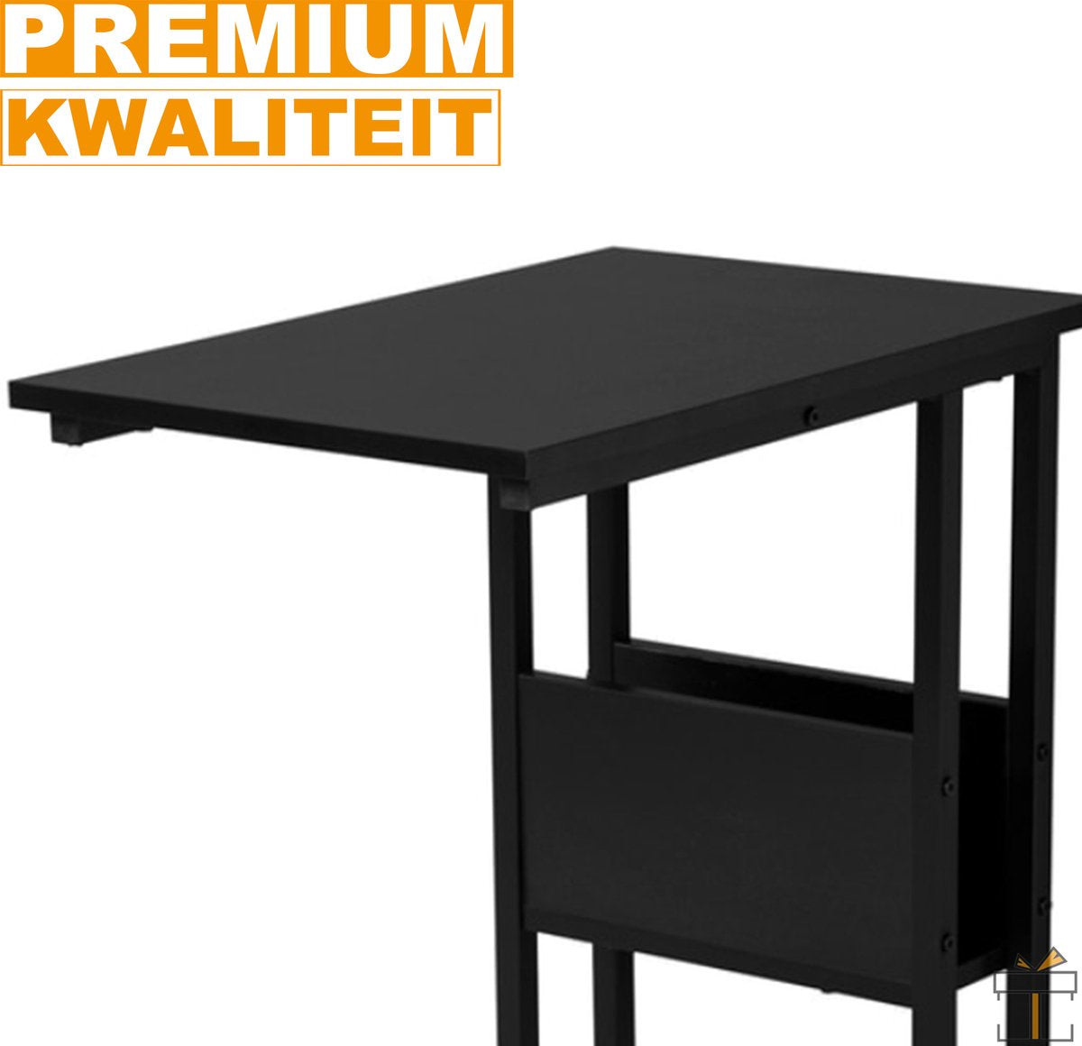 Happyment Bijzettafel - Laptoptafel - Ontbijt - Bed - vierkant / rechthoek - Zwart - 55x36x60cm