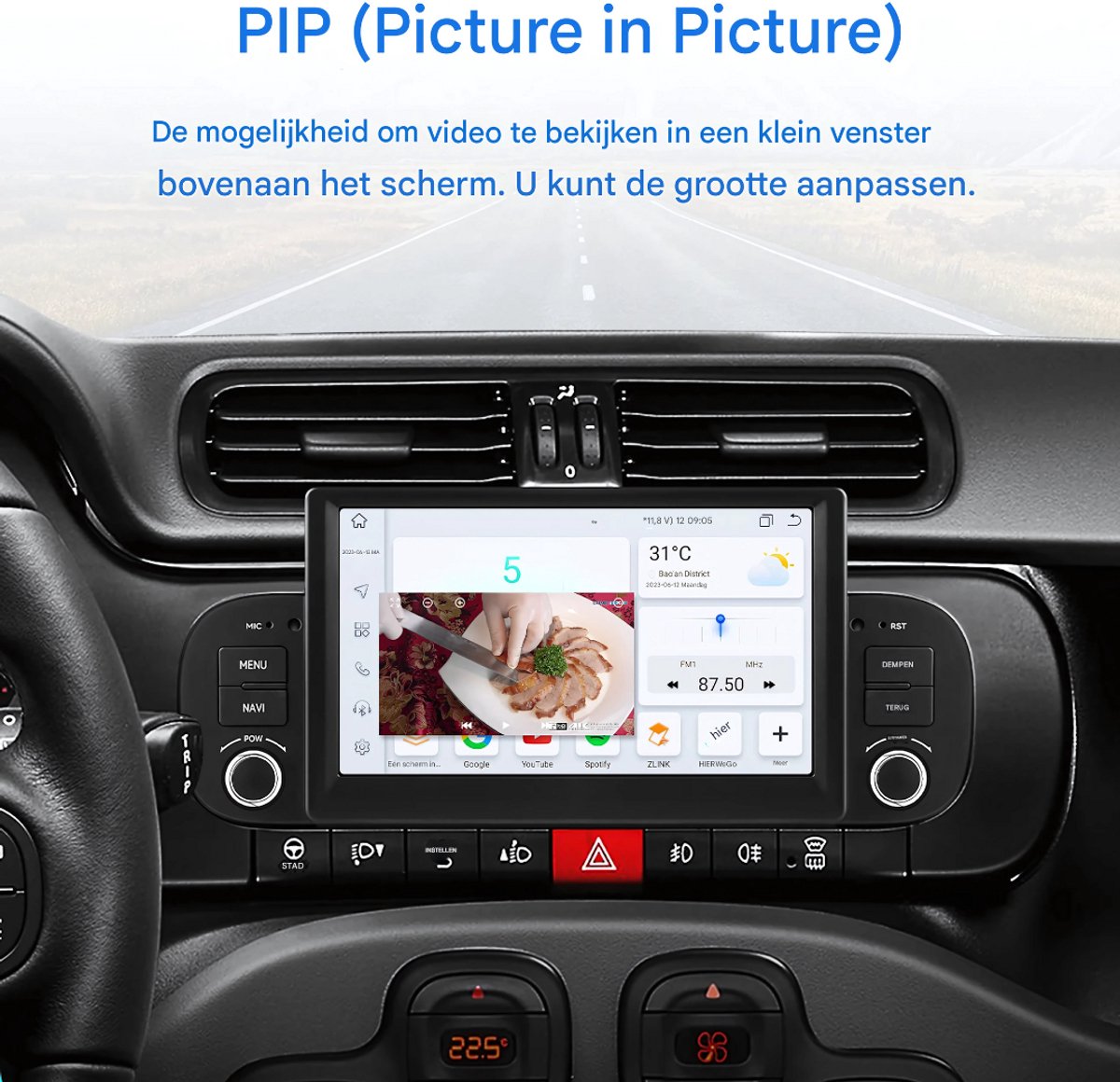 Autoradio met bluetooth - Carplay - Voor Fiat Panda (2013-2020) - Geschikt voor Apple en Android - Stereo - Navigatie - Navigatiesysteem auto - 1GB 32GB