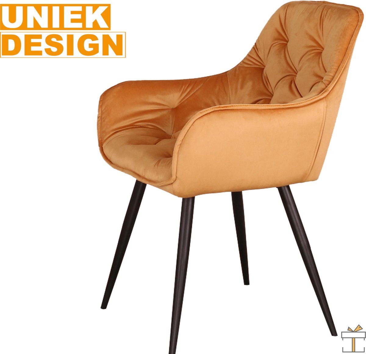 Eetkamerstoelen - Oranje - Velvet - Fauteuil stijl - Set van 2