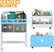 Happyment Speelgoedkast voor kinderen - Set van 2 - Boekenkast kind - Kinderkamer - Opbergkast - Boekenrek - MDF - Black friday - Kerstcadeau