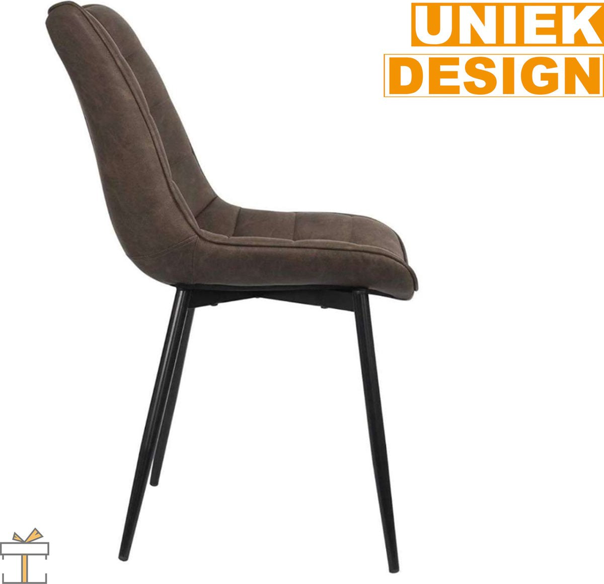 Happyment Luxe Eetkamerstoelen - Bruin - Woonkamerstoelen - Fauteuils met armleuning - Keukenstoelen - Kuipstoel - PU leer - Set van 2